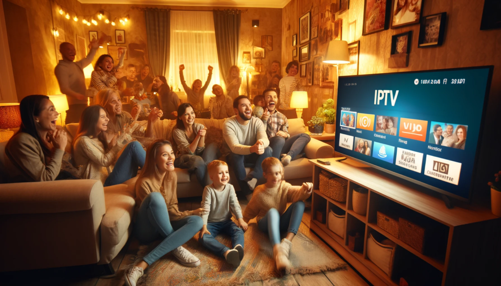 familie schaut IPTV auf smart tv - unterhaltung zuhause